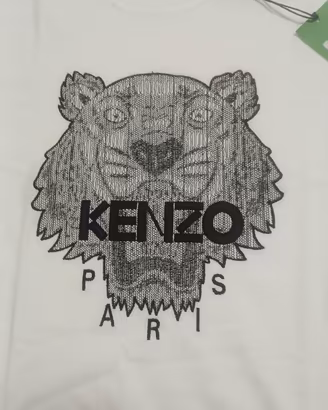 KENZO Paris T-shirt Tiger ricamata – Bianca – Tg L