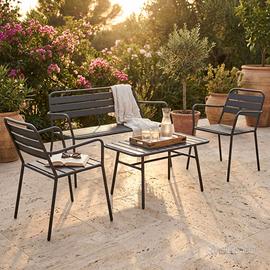 Salotto da Giardino Set Completo 4 Posti Acciaio