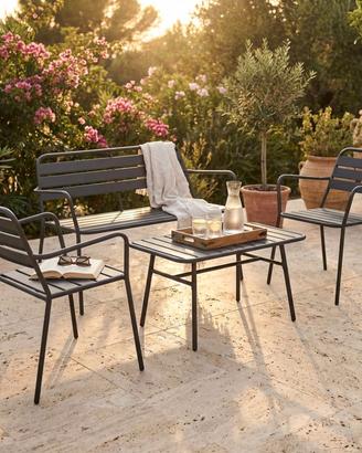 Salotto da Giardino Set Completo 4 Posti Acciaio