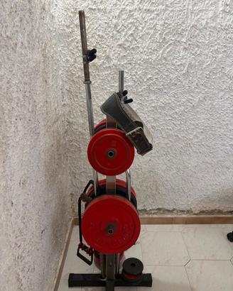 Set Pesi Palestra 130kg Bilancieri e Rastrelliera