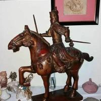 Antica Scultura Cavallo con Generale XIX Secolo
