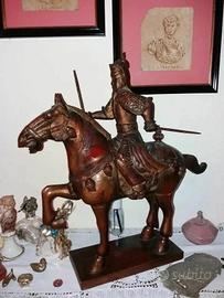 Antica Scultura Cavallo con Generale XIX Secolo