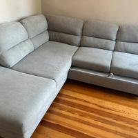 Divano angolare tessuto grigio