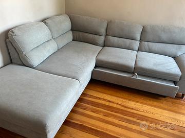 Divano angolare tessuto grigio