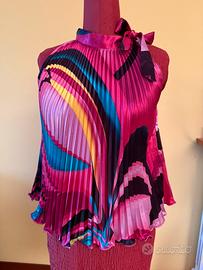 Top plissettato fucsia