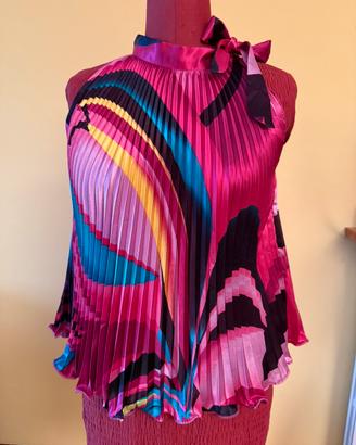 Top plissettato fucsia