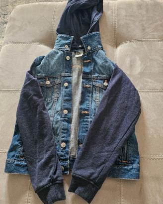 Giacca di Jeans con Cappuccio e Maniche