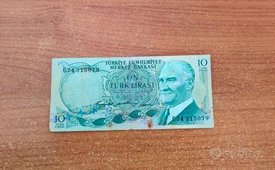 10 Turk Lirasi Banconota Turchia 1930 originale 