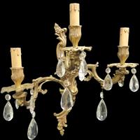 Lampada da parete a tre bracci con gocce cristallo