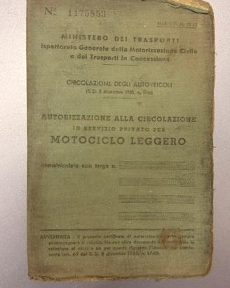 Libretto Piaggio vespa faro basso 1954