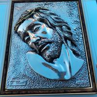 Quadro Arg. 925 con altoril. Volto di Gesù Cristo