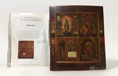 Antica icona del 1820 Quadripartita  certificata