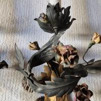 4 Applique bronzo, metallo e rose tôle porcellana