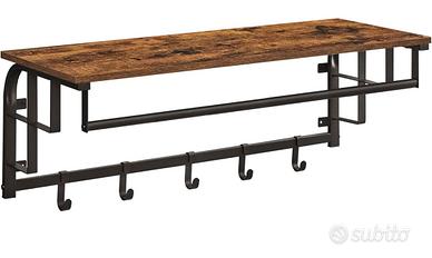 Mensola appendiabiti legno e ferro nero