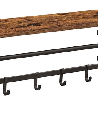 Mensola appendiabiti legno e ferro nero