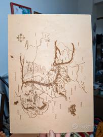 mappa Signore degli Anelli incisa 3d legno tiglio
