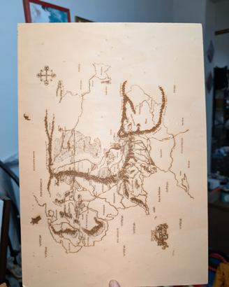 mappa Signore degli Anelli incisa 3d legno tiglio