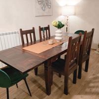 tavolo etnico completo di prolunghe e 4 sedie