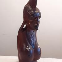 Statua mezzo busto donna africana legno 42,5 cm