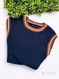 Gilet Zara in maglia blu navy Uomo Zara S/M