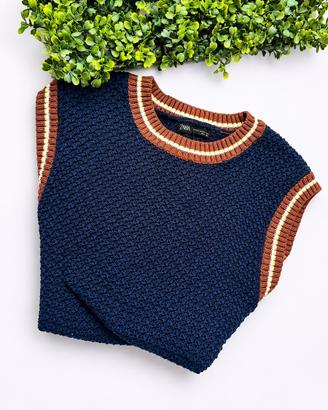 Gilet Zara in maglia blu navy Uomo Zara S/M