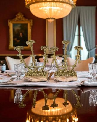 Antica coppia di candelabri con marmo 3 fiamme