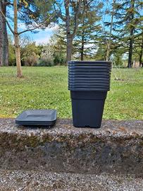 Set 11 Vasi Quadrati 14L + 11 Sottovasi - NUOVI