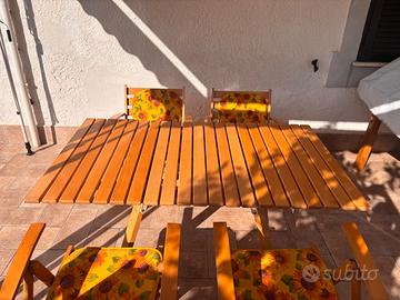 Set completo tavolo + 4 sedie pieghevoli in legno