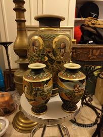 Coppia vasetti giapponesi vintage in ceramica