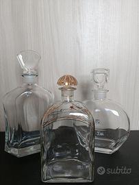 Set 3 bottiglie/decanter in vetro vintage