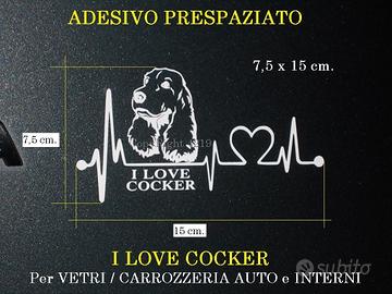 I LOVE COCKER Adesivo 15x7,5 Trasparente Etichetta