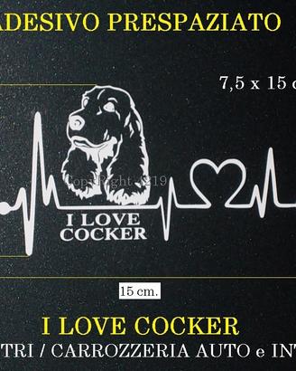I LOVE COCKER Adesivo 15x7,5 Trasparente Etichetta