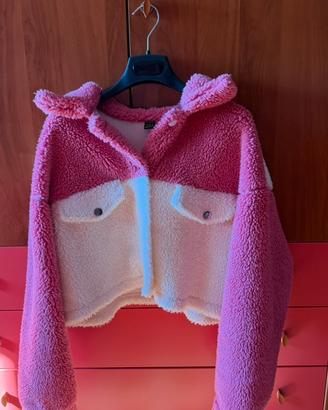 Pelliccetta rosa e bianca SHEIN tg M morbida