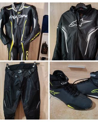 Tuta pelle IXON,giacca+pantalone+scarpe ALPINESTAR