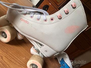 Pattini a rotelle quad bianchi e rosa - Taglia 36