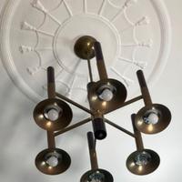 Raro  lampadario anni 60  in ottone_Reggiani
