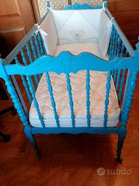 Lettino per bambino vintage in legno 130x60X90 cm
