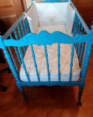 Lettino per bambino vintage in legno 130x60X90 cm