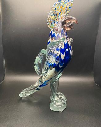 Scultura pappagallo in vetro di Murano Vintage