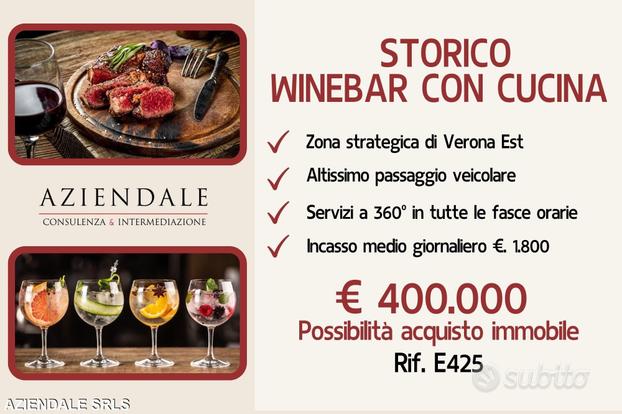 Aziendale-storico wine bar e.1.800 al giorno