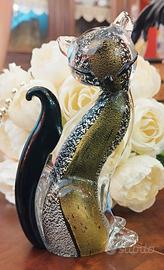 Gatto Murano con foglia oro e argento anni 60 