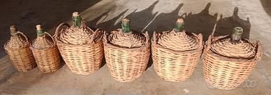 Bottiglioni in vetro impagliati vintage