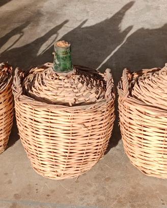 Bottiglioni in vetro impagliati vintage