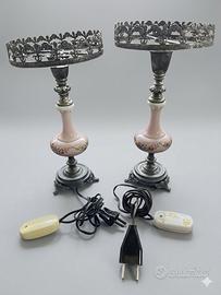 Lampade Vintage in Ceramica Capodimonte e Metallo