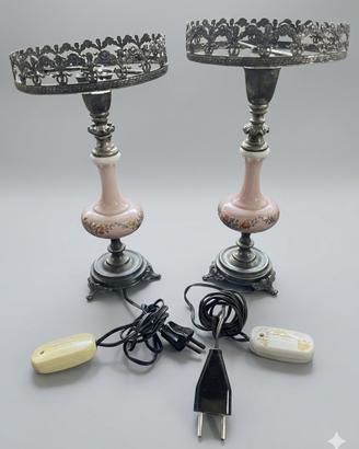 Lampade Vintage in Ceramica Capodimonte e Metallo