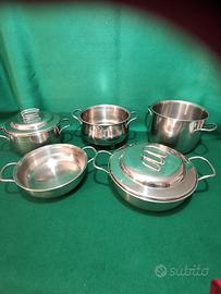 batteria da cucina in acciaio inox 18/10