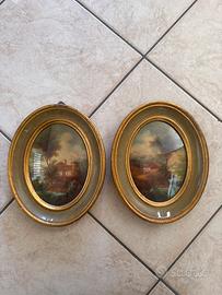 Coppia di quadri ovali antichi