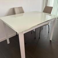 Tavolo allungabile vetro bianco 80x120/200