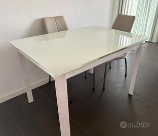 Tavolo allungabile vetro bianco 80x120/200