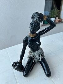 Statuetta Etnica Decorativa Donna Africana h 20 cm